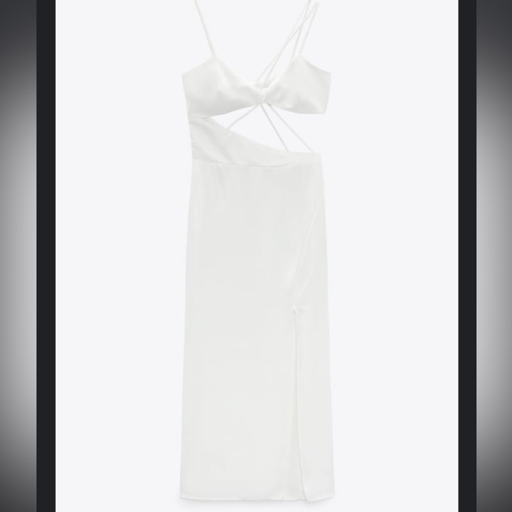 Zara- SATIN EFFECT CUT OUT DRESS- XS
